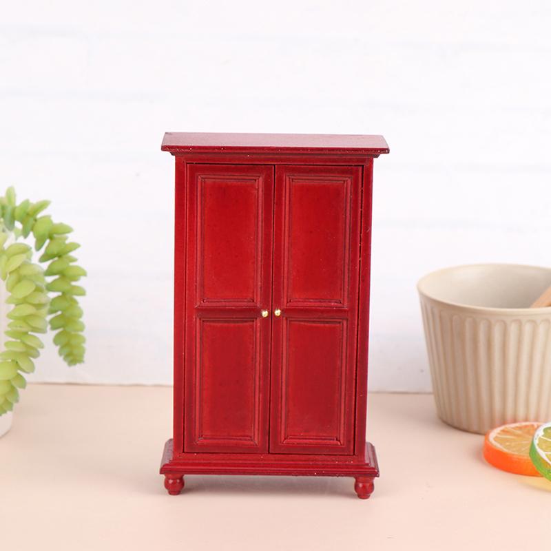 Three-door Pink Modern Wardrobe for Dolls Furniture Clothes Accessories Toys for Girls Baby Toy
