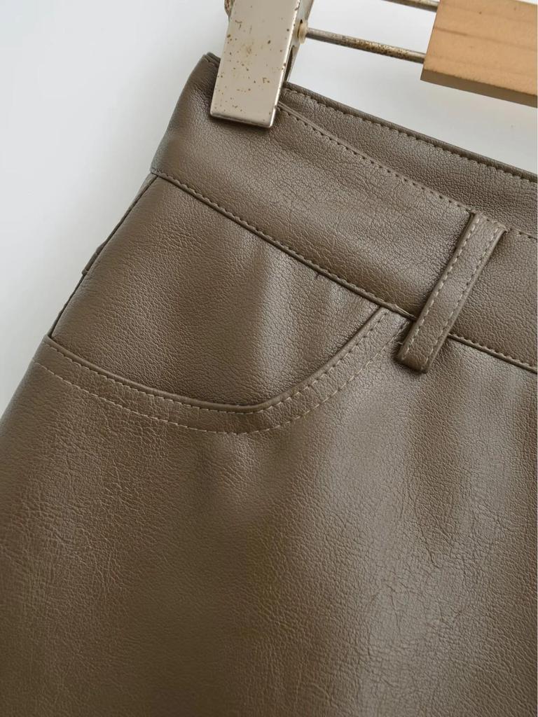 2025 High-Waist Anti-Exposure PU A-Line Skirt with Underpants - Sexy Autumn/Winter Hip-Hugging Skirt