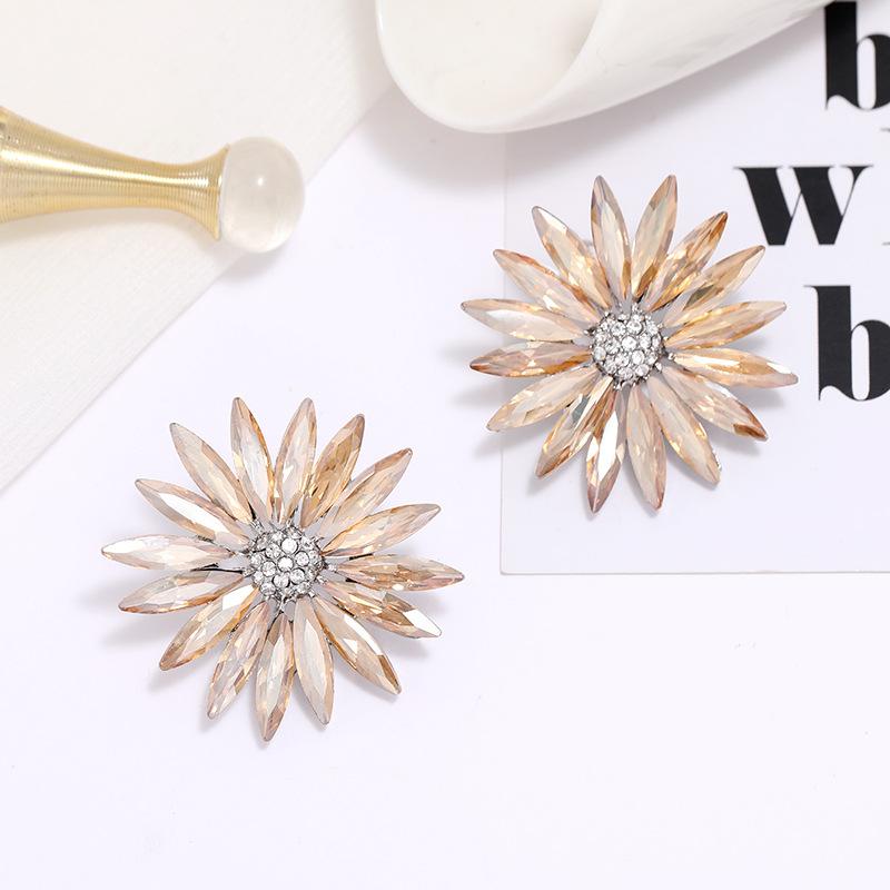 

Корейская модная личность хрустальные серьги-пусеты женские блестящие темпераментные преувеличенные простые серьги универсальные цветочные украшения для ушей