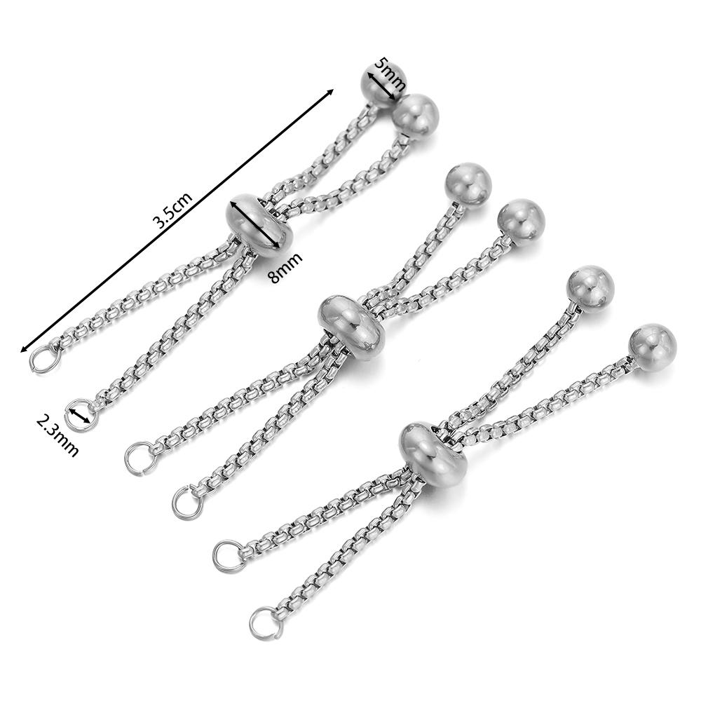 

3pcs Adjustable Stainless Steel Bracelet Making Slider Extender Box Chains with Ball Ends for DIY Jewelry Making Supplies