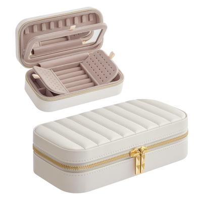 SONGMICS HOME Jewelry Portable Accessory Storage Jewelry Stitched PU Ring JBC180W01 Box, Case, Travel, Portable, Box, Surface, Necklace, Ring, Holder,