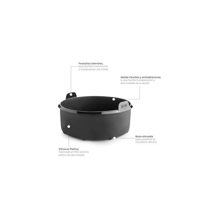 Round Container for Air Fryer - IBILI - 100% Platinum Silicone - 20x20x7 Cm - Non-stick - Resistant -60°C To 230°C