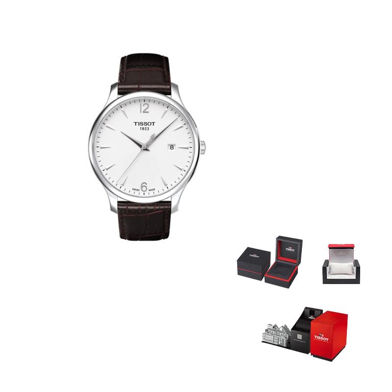 TISSOT Junya Collection Quartz Movement Men s Watches Watch 42mm White Dial Stainless Steel Case T063.610.16.037.00 White Dial Brown Strap