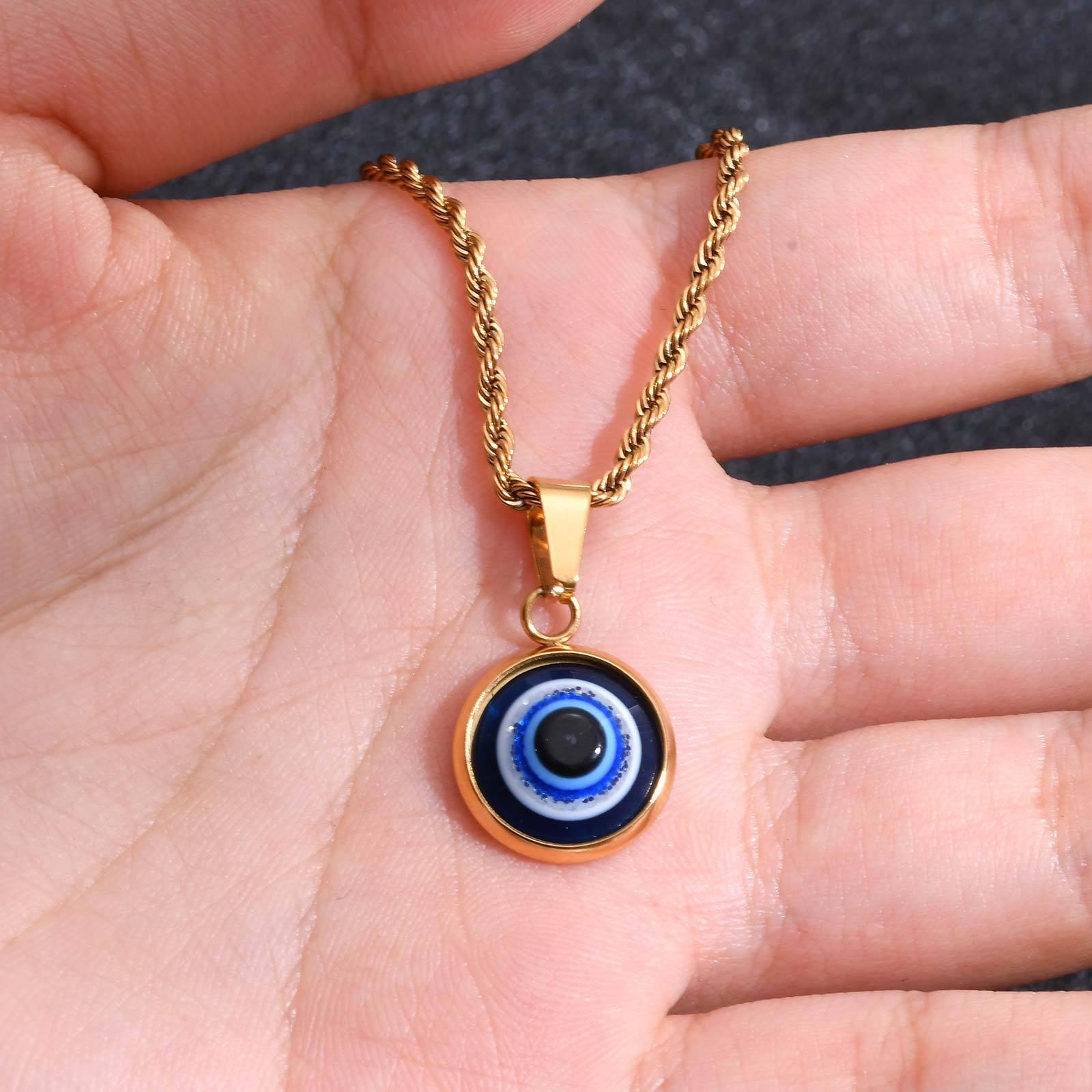 

Unisex Stainless Steel Devil s Eye Pendant Necklace - European & American Accessories, Quanxi Water Style (PN-1848)