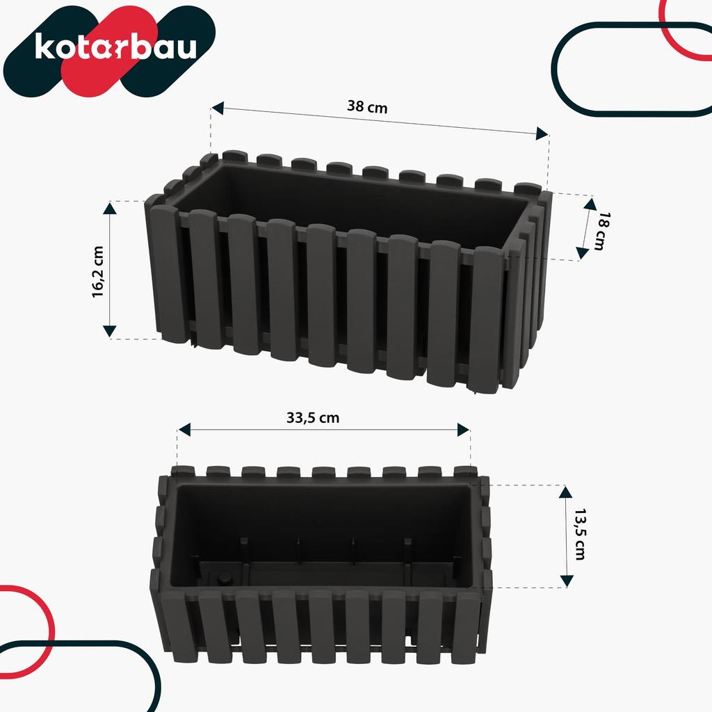 Flowerpot Balcony Box For Balustrade Terrace Flowers Gray 40Cm 4 Pcs