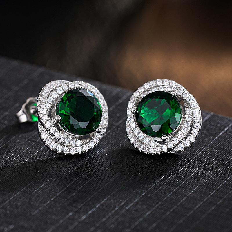 

Huitan Brilliant Cubic Zirconia Stud Earrings for Women Engagement Ceremony Accessories Copper Color Bright Crystal Zircon Gift