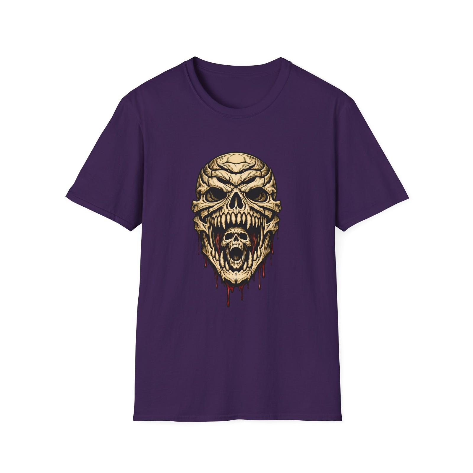 Unisex Softstyle T-Shirt Skull Horror Gothic Occult Creepy Monster Teeth Blood S