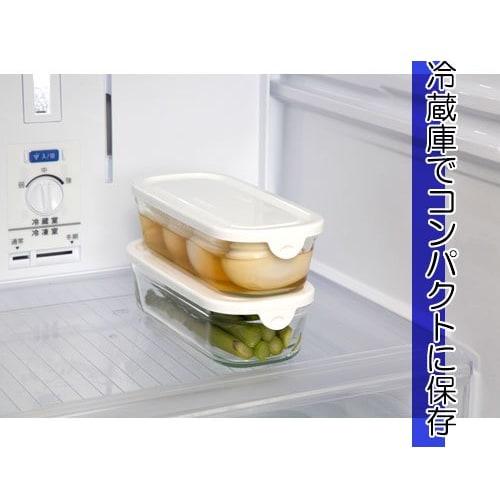 Iwaki Heat-Resistant Glass Pack & Range Box, Half, White, 500ml, Set of 2, Stackable Rectangular Packs, SKC3246-W2