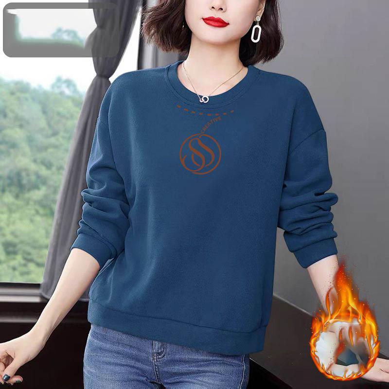 Casual Autumn/Winter Women's O-Neck Printing Fashion All-match Loose Long Sleeve Pullovers Sweatshirts Tops
