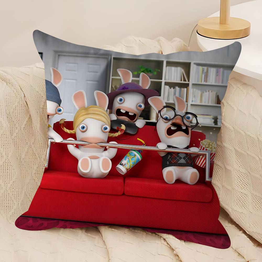 CUTE Cartoon I-Invasion Rabbids Pillow Case Removable Washable Cushion Cover – All-Season Soft Linen