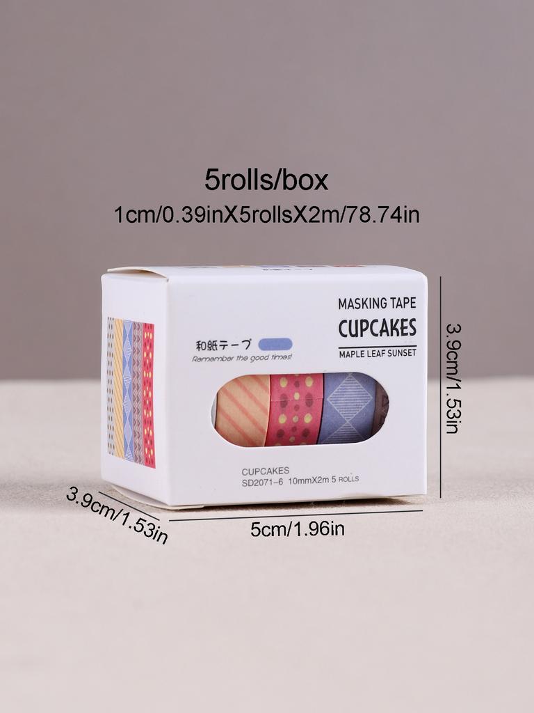 5rolls/box Kawaii Colored Washi Tape Beautiful Decoration Washi Masking Tape Scrapbooking Stationary School Supplies Washi Tape