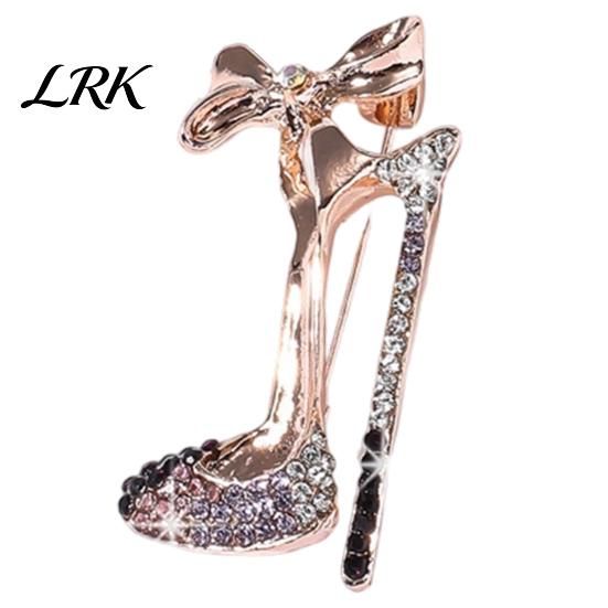 Statement Pin Brooch Pin, High Heels Bow Shape Lapel with Women Sparkling Rhinestones, Badge for Suits Coats Bags Accessories