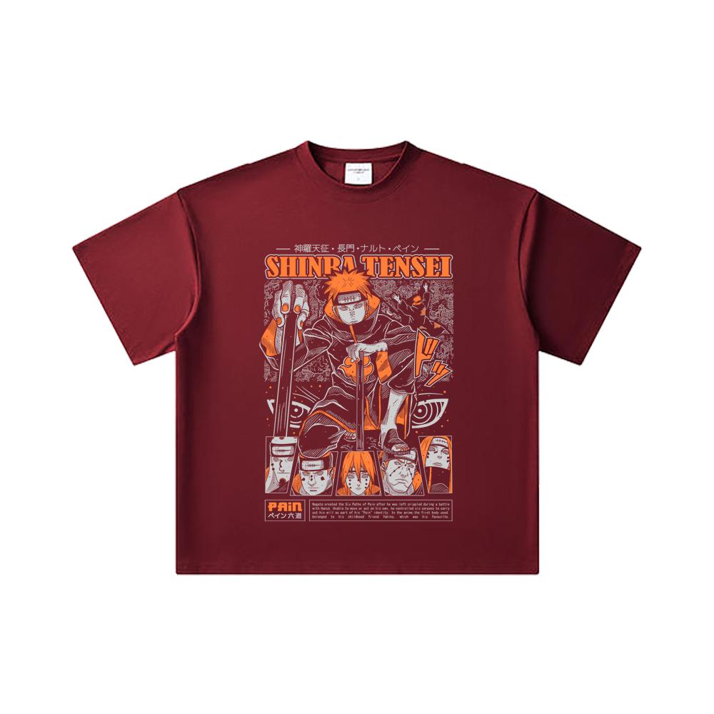 260 GSM Double Yarn 32 Count 100% Cotton Naruto V21 Pain Print Unisex Heavy Cotton T Shirt