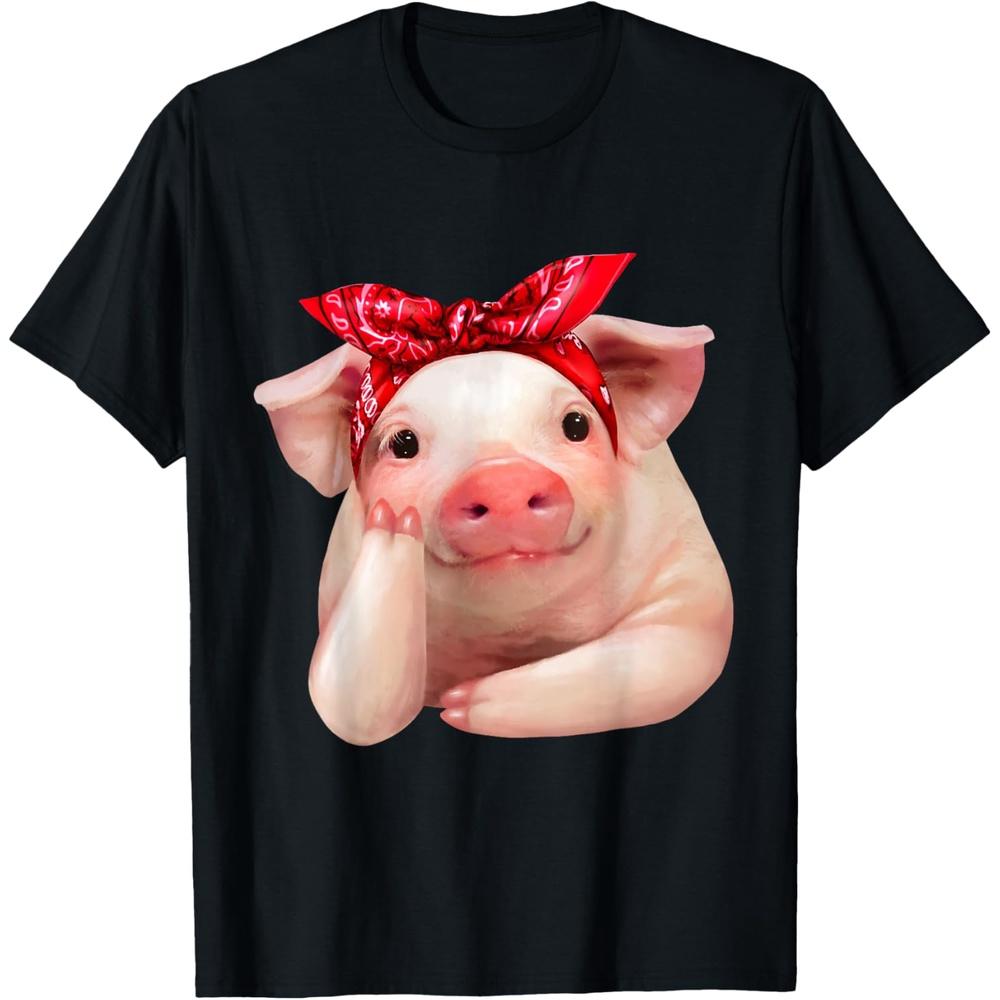 Red Bandanna Pig Funny I Love Piggy T Shirt T Shirt 3XL чёрный