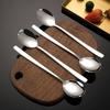 8 Pcs Spoon Set 304 Stainless Steel Cutlery Set Korean Cake Spoon for Hotel Home Bar Cafe and Office Long Handle Coffee Spoon