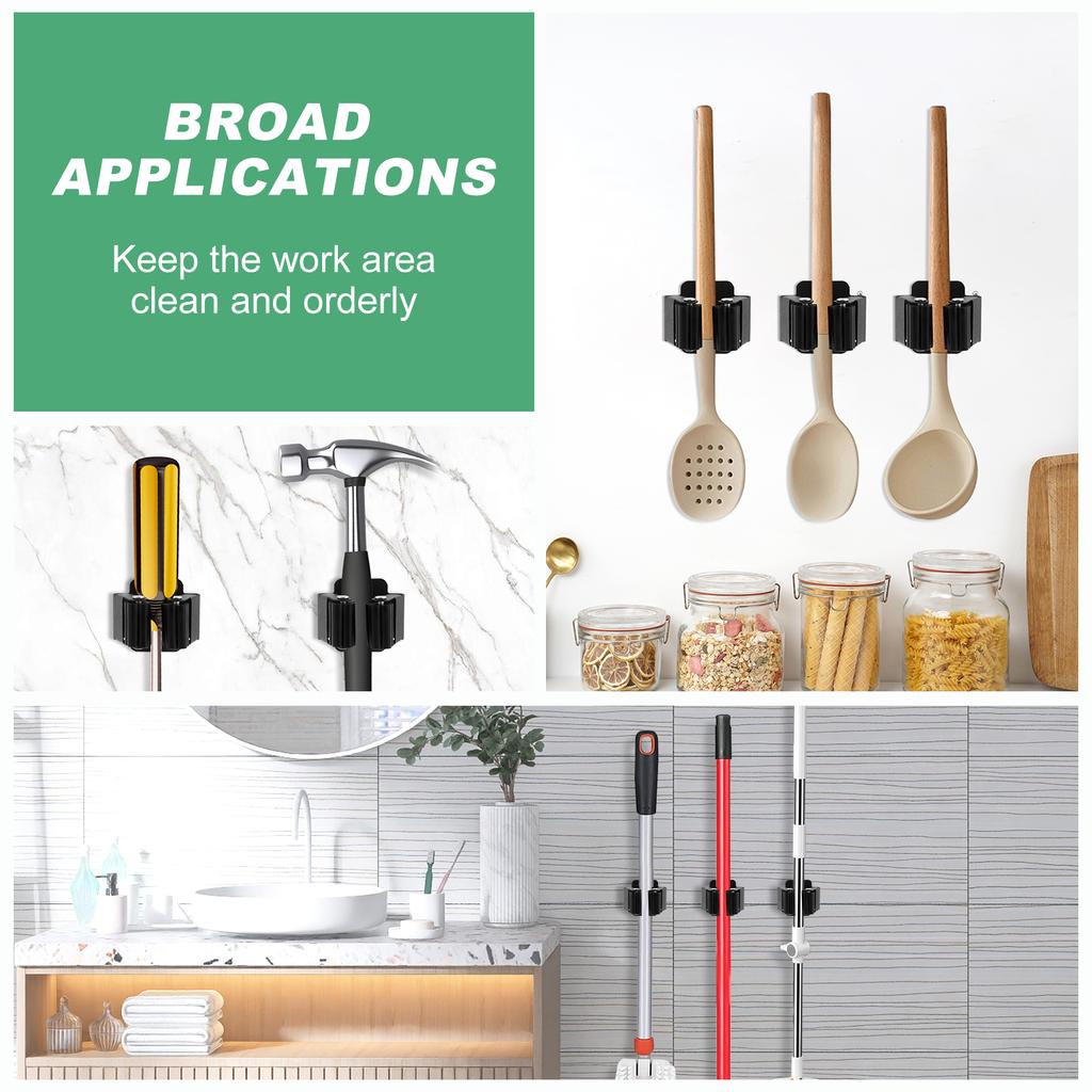 Wall Mount Stainless Steel Mop Hanger with Installation Screws Space Saving Broom and Mop Holder Reusable Garden Broom Holder