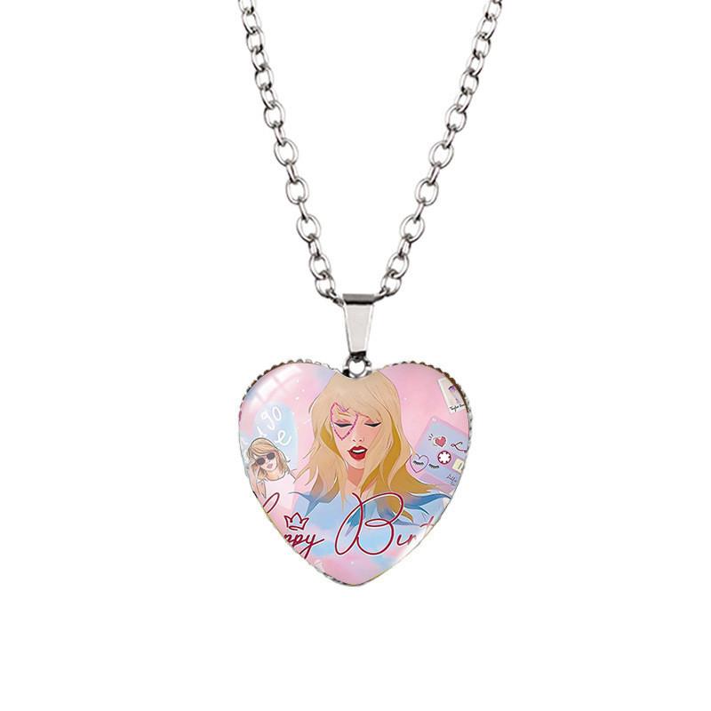 Taylor Swift Inspired Heart Shaped Necklace For Kids Stunning Glass Pendant Stylish Accessory