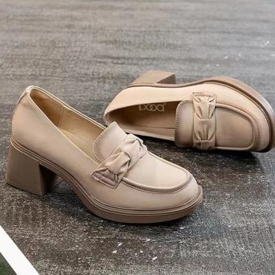 Escarpins Mocassins Talons Carrés Chaussures pour Femmes sur Mocassins à Talons Bout Rond Talon Bloc Escarpins Hauts Mocassins Dernière Marque de Luxe