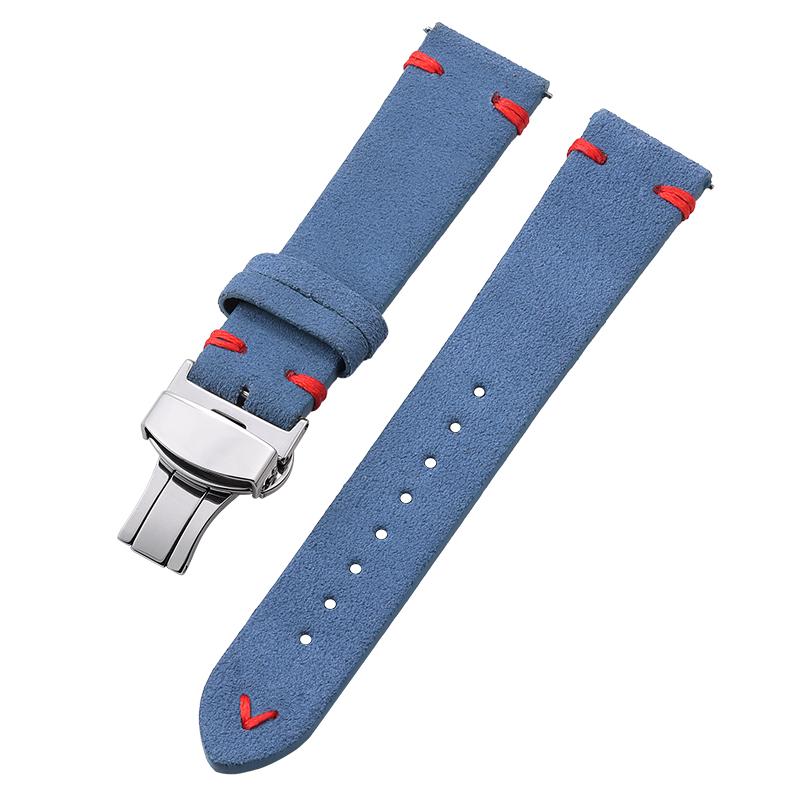 18mm 20mm 22mm Band High Quality Suede Cowhide Strap for Seiko Watchband Butterfly Buckle Wristband Vintage Bracelet Accessories