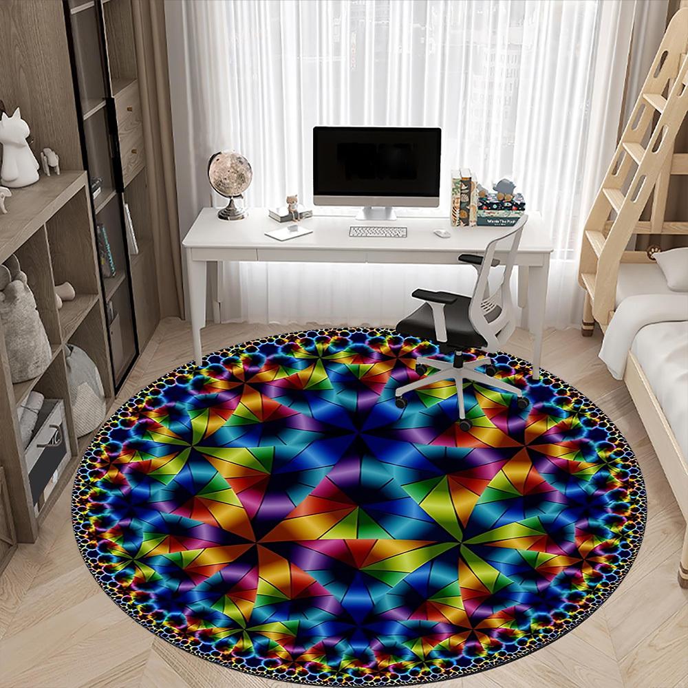 1pc Kaleidoscope Pattern Chair Carpet for Office Non-Slip, Machine Washable Rug for Office, Room - Holiday Decor, Machine Made Yy251016116