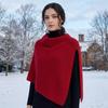 Pullover Women Cape Thicken High Neck Scarf Elegant Knitted Shawl  Girl