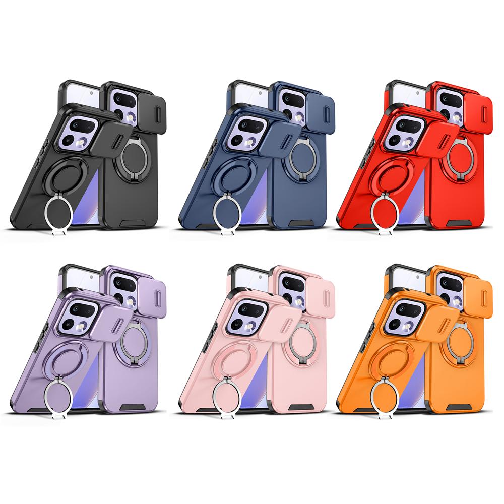 KEYSION 360° Rotating Ring Stand Phone Case for OPPO Realme 16 Pro 5G 16 Pro+ Slide Camera Protection Magnetic Shockproof Cover