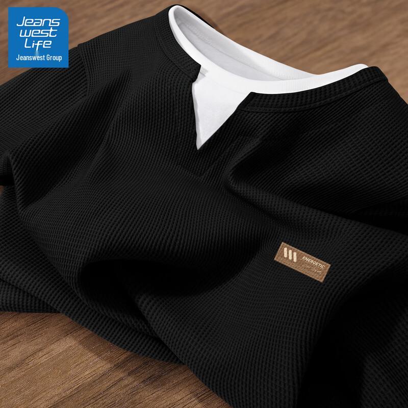 JEANSWEST LIFE Men s Waffle Knit Long-Sleeve T-Shirt 3XL