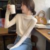 2025 Spring-Autumn Slim Fit Half High Neck Knitted Top for Women