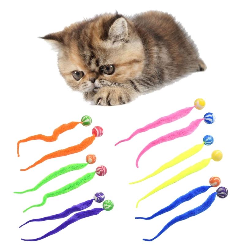 Colorful BouncingBall with Tail for Cat Engaging Cat Teaser BouncyBall Hunting Toy Indoor Toy Ball Cat Exercise Toy