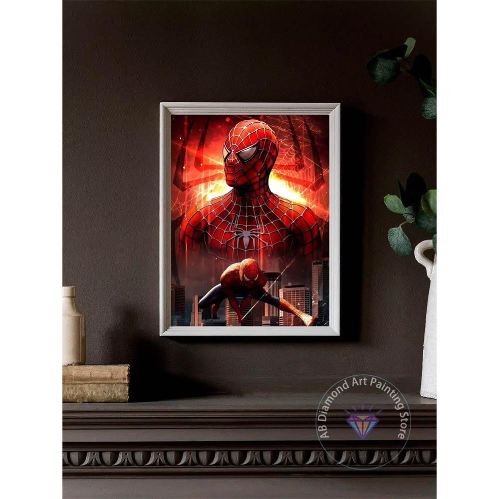 Spider-Man High-burning Realistic Style 5D Diamond Painting Full of Diamonds DIY Hand-applied Diamond Painting Hero Theme Decorative Painting Kit