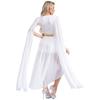 Womens Greek Princess Costume V Neck Cape Sleeve Design Sequin Trim Front Split Dress Queen Cosplay Halloween Party