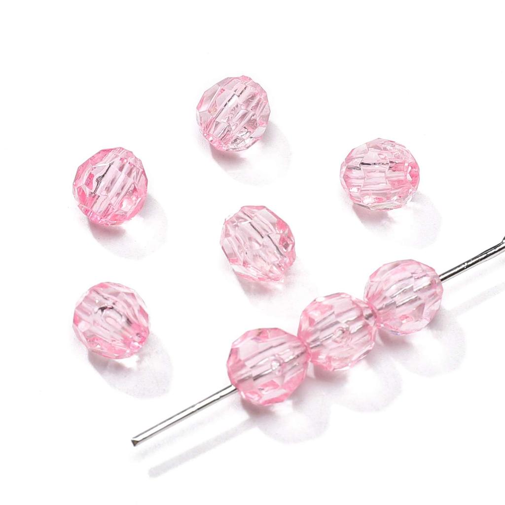 30-200Pcs Faceted Acrylic Beads Colorful Transparent Loose Spacer Beads for Jewelry Making DIY Accessories