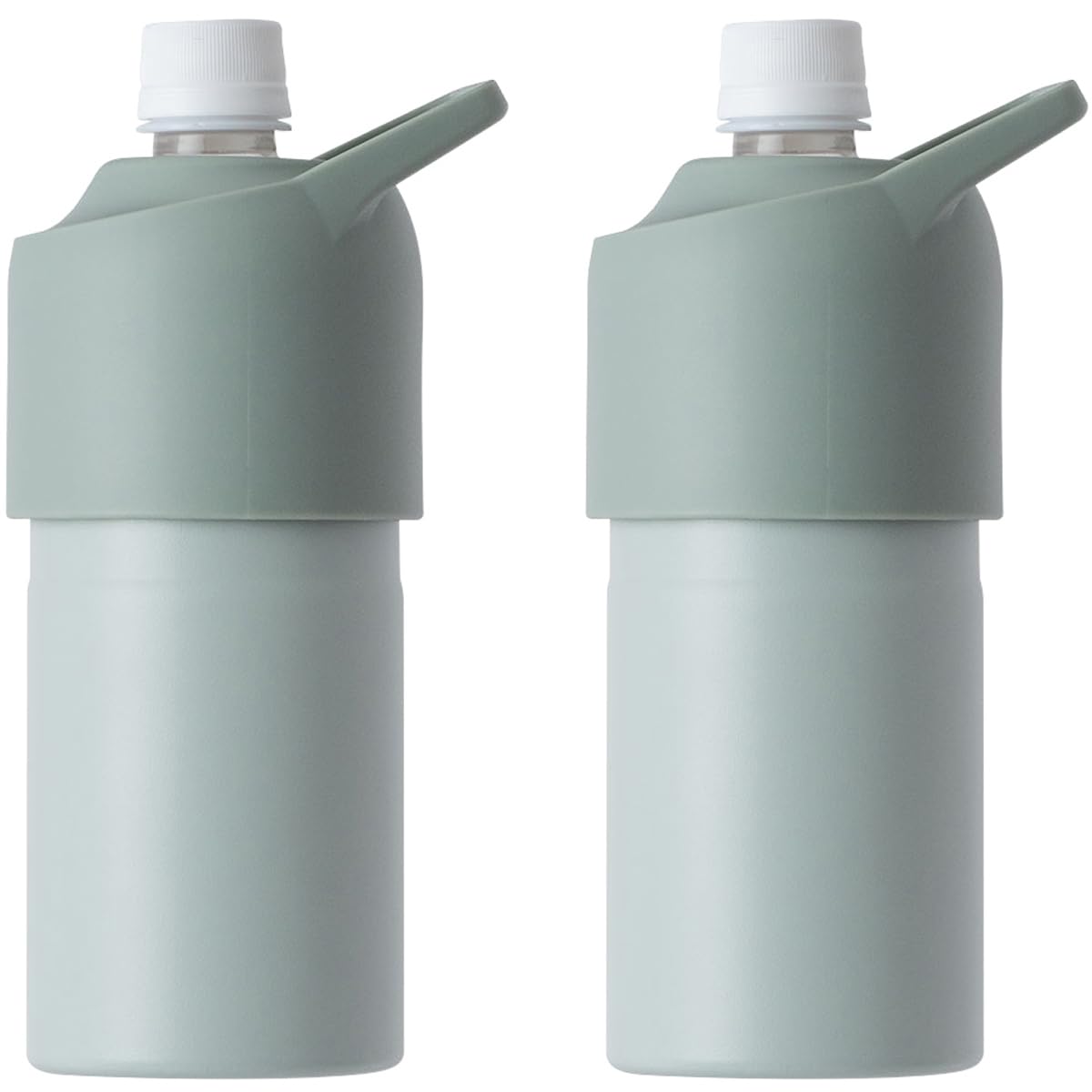 

Atlas ABIB-CIG2P PET Bottle Holder, Set of 2, Keeps Water Bottles Cold, 500ml & 650ml Capacity, Vacuum Insulated, Ice Green, with Handle,