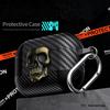 For AirPods 4 with ANC Protective Case Skull Design Snap Switch TPU + Metal Earphone Cover with Carabiner