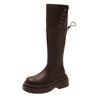 Black but knee boots women's 2025 new autumn thick-soled heightened two wear versatile tall stacked knight boots