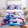 Fantasy Unicorn Dreamscape Print 3Pcs Bedding Setduvet Cover With 2 Bedropillowcase Home Birthday Gift