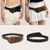 Vintage Street Style Pu Leather Belt For Women With Double Pin Buckle And Metal Rivets