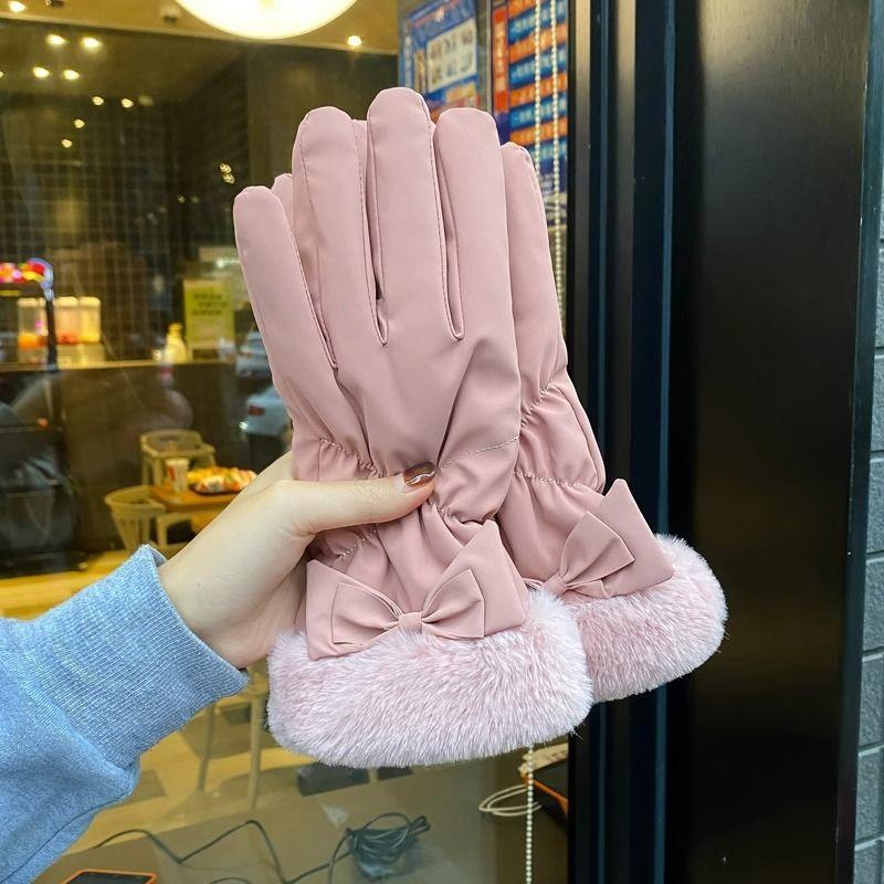 Fashionable Versatile Winter Gloves for Women Riding Electric Bikes In Winter. Warm Cotton and Thick Velvet Cycling Gloves