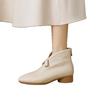 French bow velvet short Martin boots autumn and winter soft leather soft sole thin boots v small ankle boots