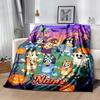 Halloween Bluey Family Personalized Text Blanket Gift Personalized Blanket Soft Warm Cozy for Livingroom Nap Couch Office Chair
