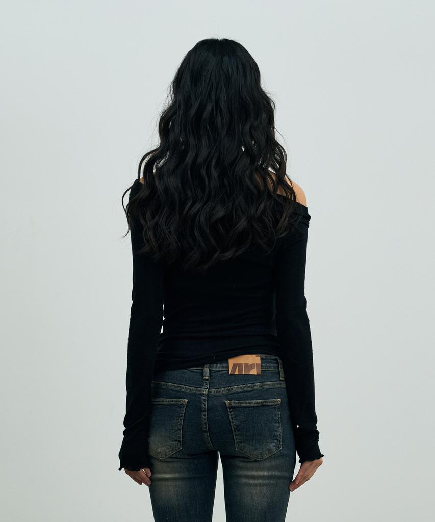 Alikim Elin Drape Off-Shoulder Top / Black