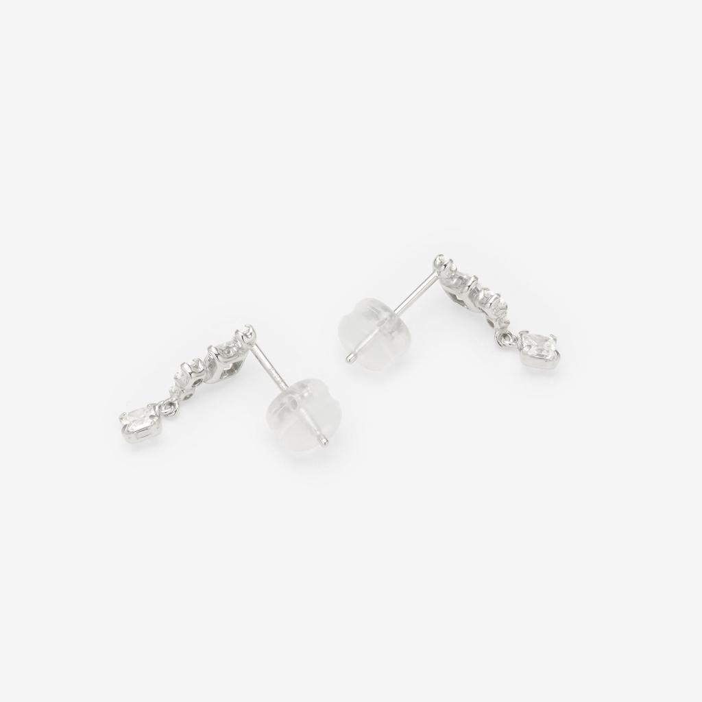ESTELLE [Official] Women's Earrings, 10K White Gold with Cubic Zirconia, 0222-9384-0019-0000
