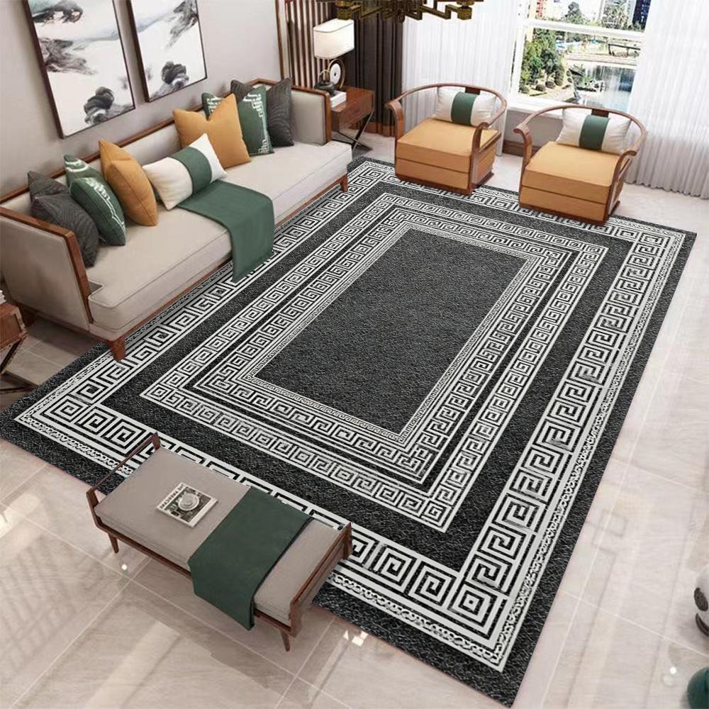 Geometrischer Druck Schlafzimmerteppich für Heimdekor Wohnzimmer Flur Küche Rutschfeste Bodenmatten Hotel Sofa Couchtisch Bereichsteppich