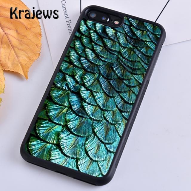 Krajews Turquoise Stone Flora Peacock Feather Phone Case For iPhone 17 Air 16 15 14 plus 11 12 13 pro max coque Fundas