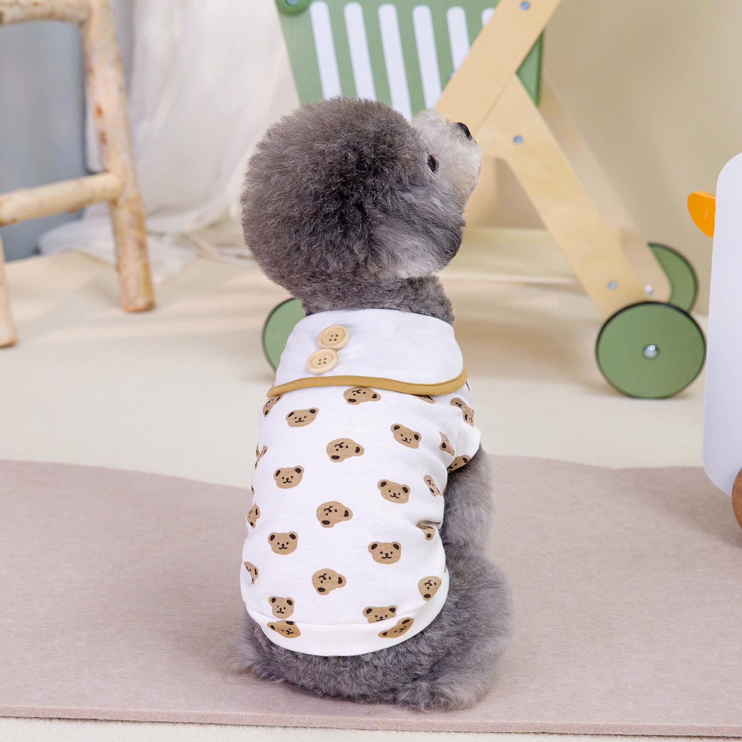 

Spring and summer thin four-legged pet clothes puppy milk dog cute casual female cat neuter printed bear teddy clothes S (2-2kg)