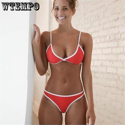Sexy Summer Women Two Pieces Bikini Set Solid Padded Push Up Swimwear Swimsuit