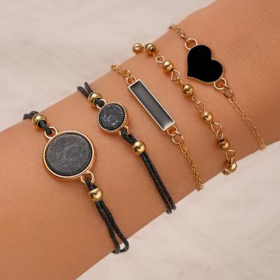 5PCS Women's Bracelet Set, Women Fashionable and Casual Bracelet Zircon Set, Daily Wear, Holiday Gift for Friends
