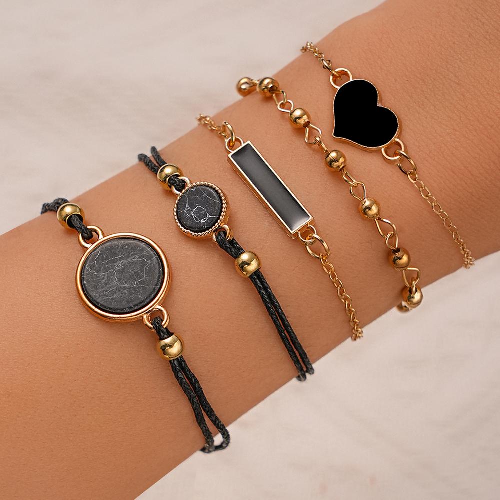 

Набор женских браслетов из 5 штук, Женский модный и повседневный набор браслетов с цирконами, для повседневной носки, праздничный подарок для друзей