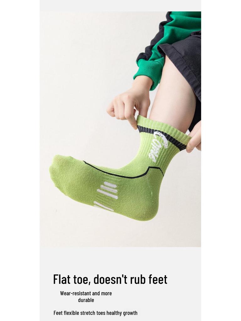 Children's Spring & Autumn Mid-Calf Cotton Socks - Korean Style Student Sports Socks for Boys & Girls