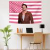 Pedro Pascal Rosa Amerikanische Flagge Wandteppich Wandbehang für Zuhause Schlafsaal Dekoration Perfektes Geschenk für Freunde Flachdruck